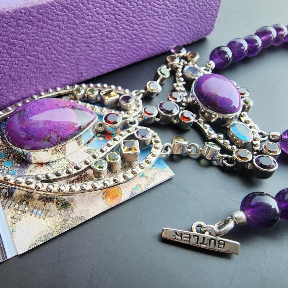 NICKY BUTLER RAJ Limited #35/75 Multi Gemstone NB Necklace 925 Sterling Silver - Picture 5 of 14